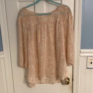 Lauren Conrad Light Pink 3/4 Sleeve Sheer Blouse